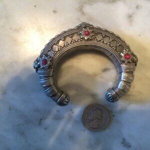 Antique tribal Etruscan Bedouin afghan Moroccan belly dance sterling bracelet